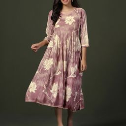 OMPAX Floral Print A-Line Midi Dress-image-16