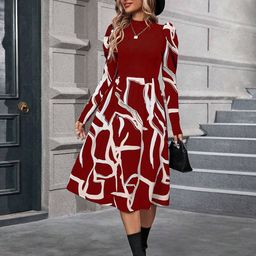 Moda Rapido Abstract Printed Fit and Flare Dress-picture-37