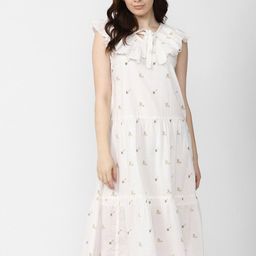 Van Heusen Woman Floral Printed Ruffles Tiered Pure Cotton A-Line Midi Dress-image-70