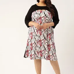 theRebelinme Women Floral Print A-Line Midi Plus SizeDress-image-22