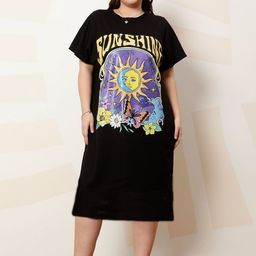 Athena Ample Plus Size Graphic Printed T-shirt Dress-image-17