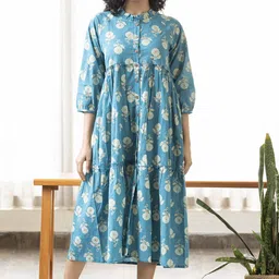 Maitri Jaipur Floral Print A-Line Midi Dress-13