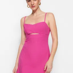 Trendyol Shoulder Strap A-Line Cotton Mini Dress-picture-44