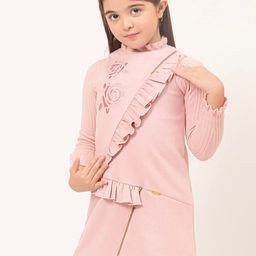 One Friday Girls Mock Collar Ruffles A-Line Mini Dress-58