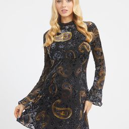 GUESS Print Bell Sleeve A-Line Mini Dress-image-37