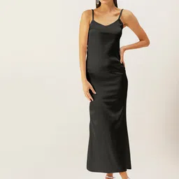 DressBerry Black Satin Maxi Maxi Dress-image-94