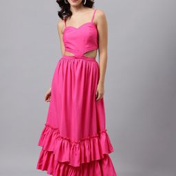 TRYMISFIT Shoulder Straps Cut-Out Detail Cotton Maxi Dress-image-65