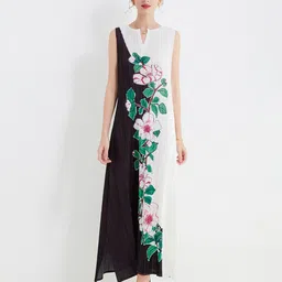 JC Collection Floral Printed Round Neck Maxi Dress-image-35