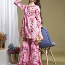 CurlyTales Girls Floral Print Maxi Dress-22