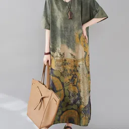 JC Mode Printed Round Neck Maxi Dress-image-69