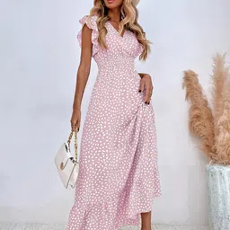 StyleCast Pink Animal Dot Print Maxi Dress-image-65