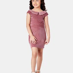 Peppermint Self Design Peter Pan Collar Velvet Bodycon Dress-picture-50