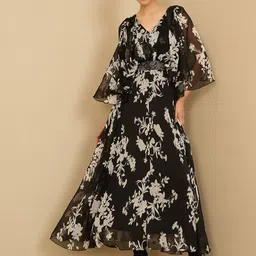 Antheaa Women Floral Printed Embellished Maxi Dress-image-26