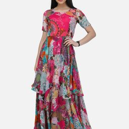 BAESD Floral Print Chiffon Maxi Dress-image-58