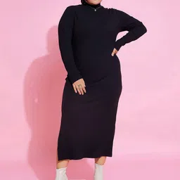 SASSAFRAS Curve Plus Size Bodycon Midi Dress image 1