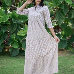 Athena Beige Floral Ethnic Maxi Dress-image-87