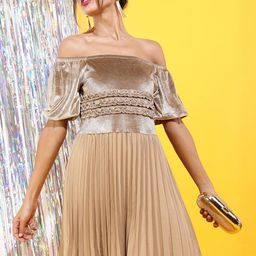 Tokyo Talkies WOMEN Gold Off-Shoulder Dress-image-16