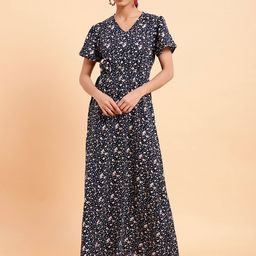 MINT STREET V-Neck Floral Print Crepe Maxi Dress-image-23