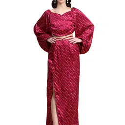 Rujave Geometric Printed Sweetheart Neck Top And Skirt-image-116