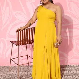 Berrylush Curve Plus Size One Shoulder Crepe Maxi Dress-12