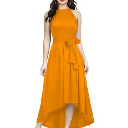 ODETTE Halter Neck Bow Detail Fit & Flare Maxi Dress-image-62
