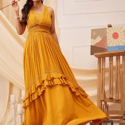 QUIERO Women Ruffled Fit & Flare Maxi Dress-picture-51