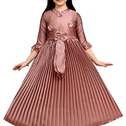 BAESD Self Design Round Neck Applique Silk Fit & Flare Maxi Dress-37