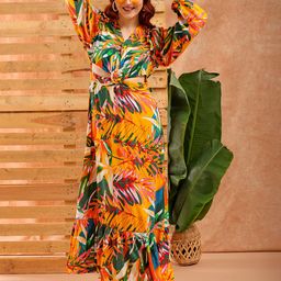 Freehand by The Indian Garage Co Opaque Print Fit  Flare Maxi Dress-image-28