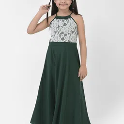 Eavan Girls Embroidered Crepe Fit & Flare Maxi Dress-image-61
