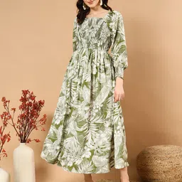 STARWORD Floral Printed Fit & Flare Midi Dress-image-61