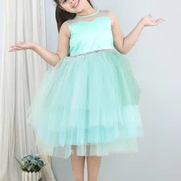 Toy Balloon kids Round Neck Sleeveless Layered Net Fit & Flare Midi Dress-picture-14
