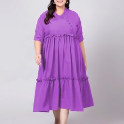 Indietoga Women Plus Size Ruffle Tiered A-Line Maxi Dress-14