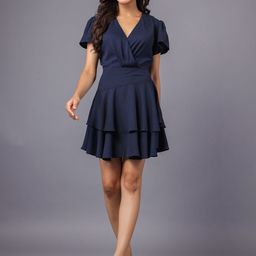 June 9 Clothing Women Layered Wrap Midi Dress-image-47