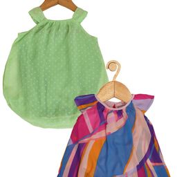 Creative Kids Infants Girls Pack Of 2 Self Design Romper A Line Dresses-11