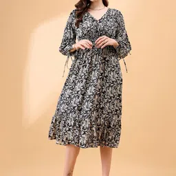all about you Floral Print Fit & Flare Midi Dress-image-62