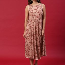 Anouk Floral Printed Detail Cotton Fit & Flare Dress-image-57