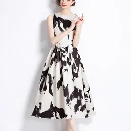 JC Collection Abstact Printed Fit & Flare Midi Dress-image-28