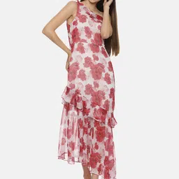 ISU Floral Printed One Shoulder A-Line Midi Dress-image-74