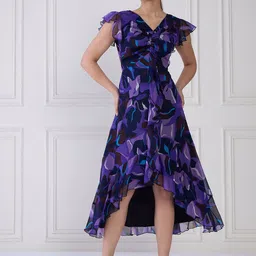 Antheaa Women Floral Print Flutter Sleeve Fit & Flare Midi Dress-image-38