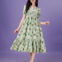 DEKLOOK Women Floral Print Crepe Fit & Flare Midi Dress-image-80
