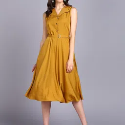 Rudraaksha Creations V-Neck Sleeveless Fit & Flare Midi Dress-image-59