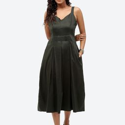 Baawri Shoulder Straps Sleeveless Cotton Fit & Flare Midi Dress-image-67