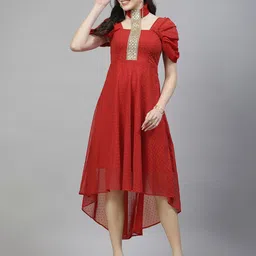 aayu High Neck Short Sleeves Georgette Maxi Dress-picture-18