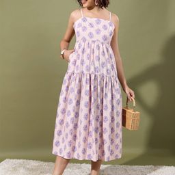 Vishudh Floral Print Empire Midi Dress-image-39
