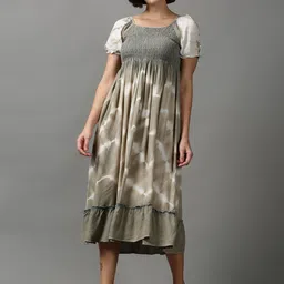 SHOWOFF Women Tie and Dye Dyed Cotton Empire Midi Dress-35