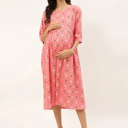 Negen Ethnic Motifs Printed Maternity A-Line Midi Dress-picture-23