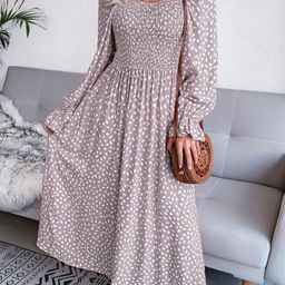 StyleCast Floral Printed Puff Sleeve Fit & Flare Midi Dress-image-57