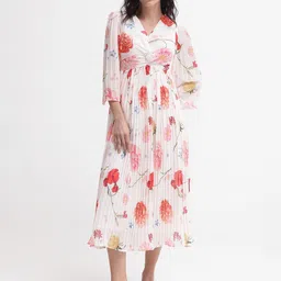 RAREISM Floral Print Flared Sleeve Fit & Flare Midi Dress-picture-44