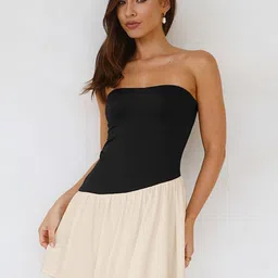 StyleCast x Revolte Strapless Colourblocked Fit & Flare Mini Dress-image-76