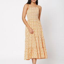 Smarty Pants Orange Floral Midi Dress-image-12